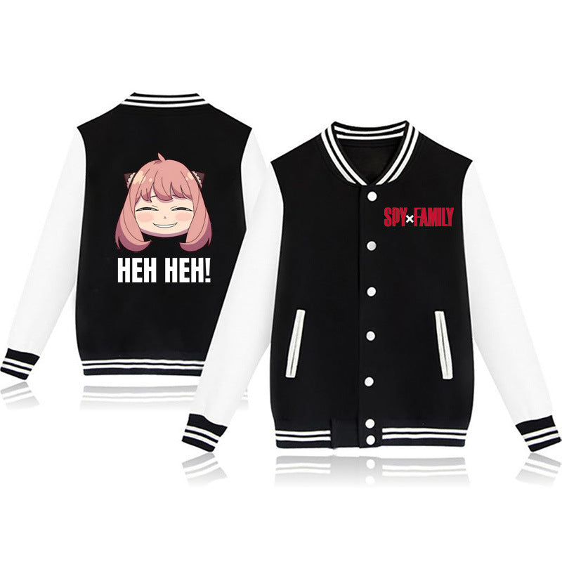 Cartoon Anime Text Fashion Casual Baseball Jacket for Men and Women