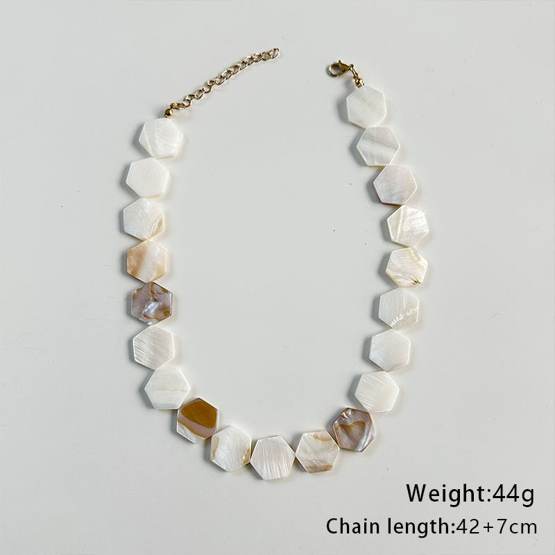 Fashion geometric hexagonal shell necklace for women