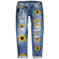 Fashion Fitted Printed Denim Pants for Women