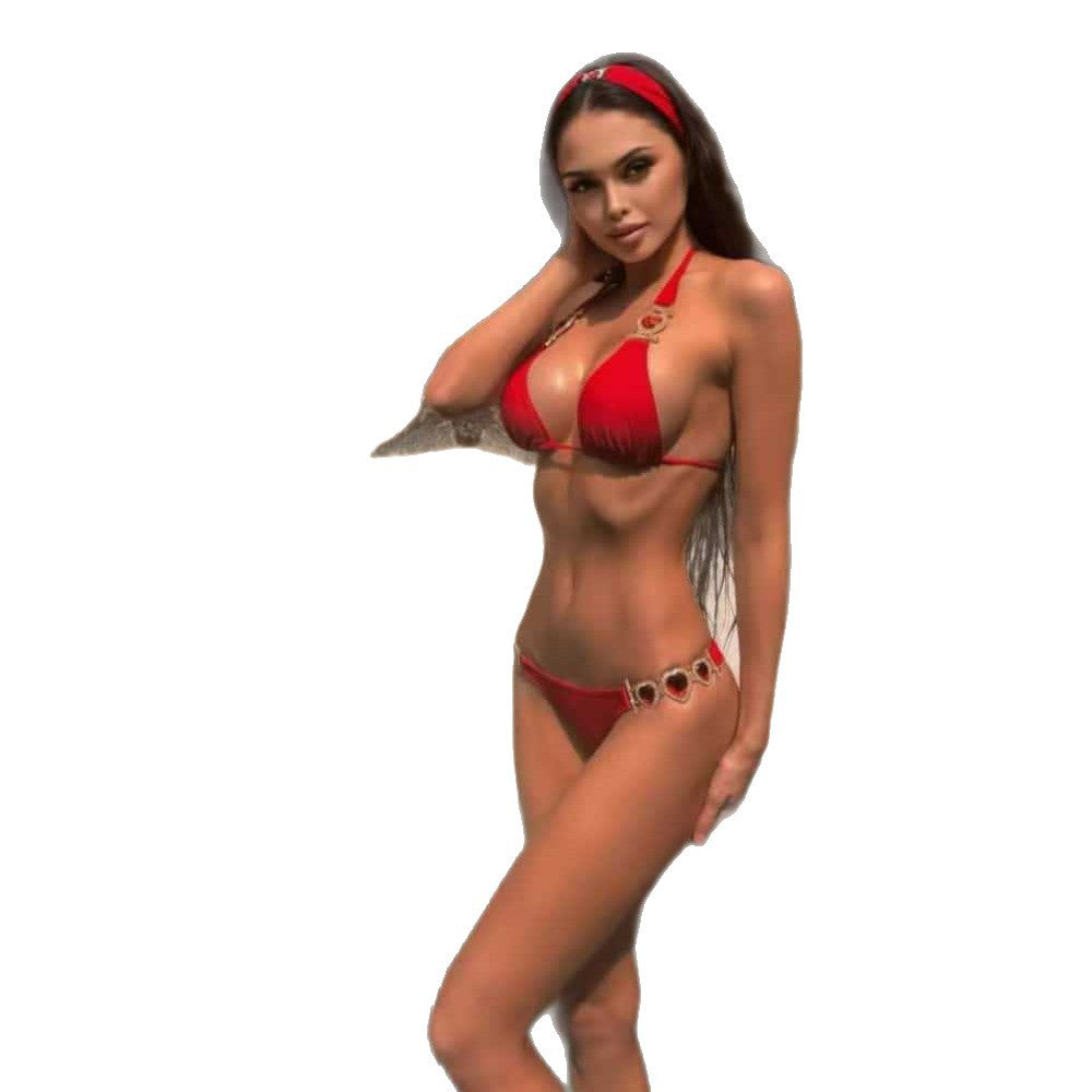 Metal Accessories Love Diamond Bikini