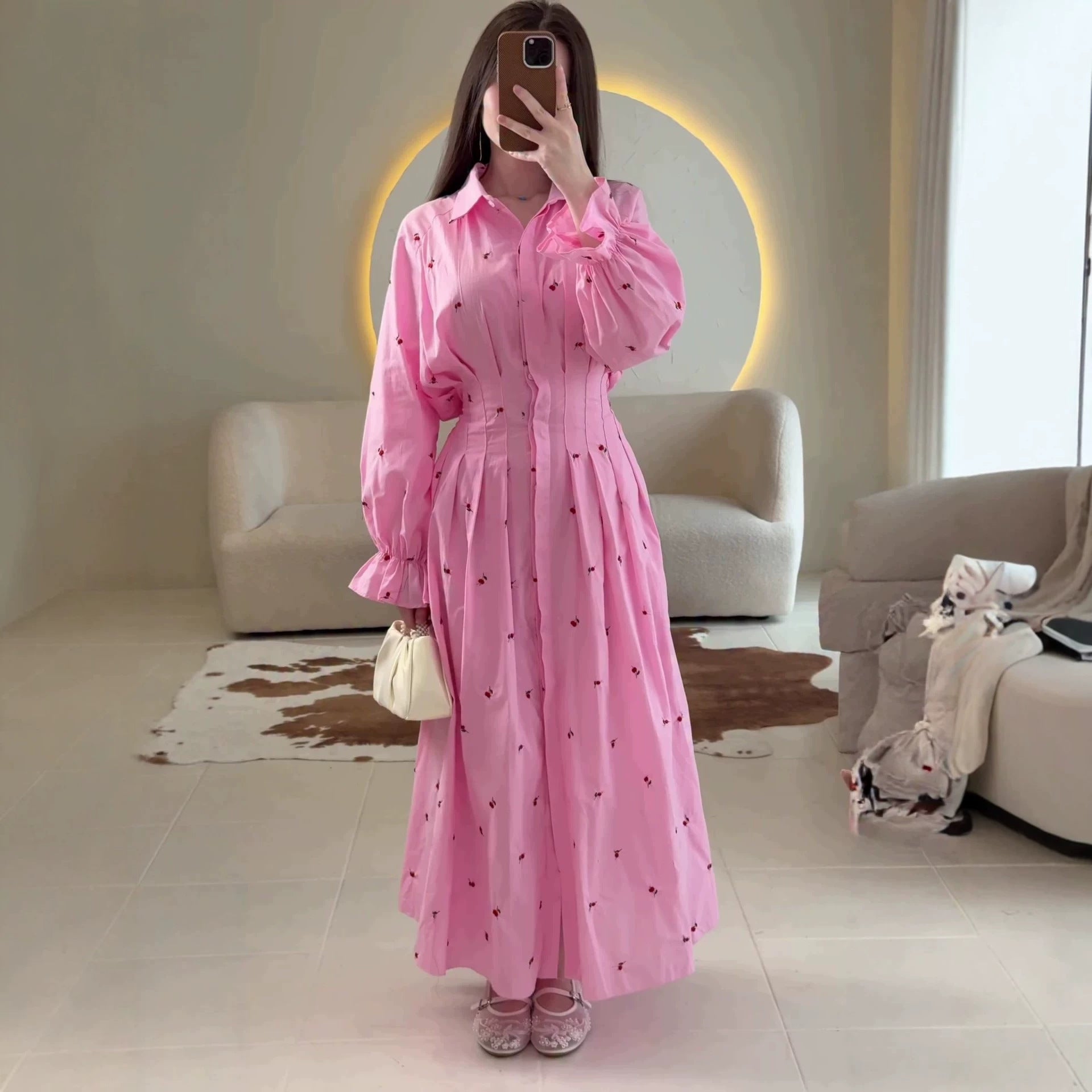 Long sleeved lapel dress