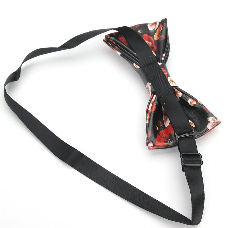 Men's PU Leather Plaid Bowtie Fashion Men Wedding Bow Ties Flower Panda Fashion Casual Bowties for Men Accessories