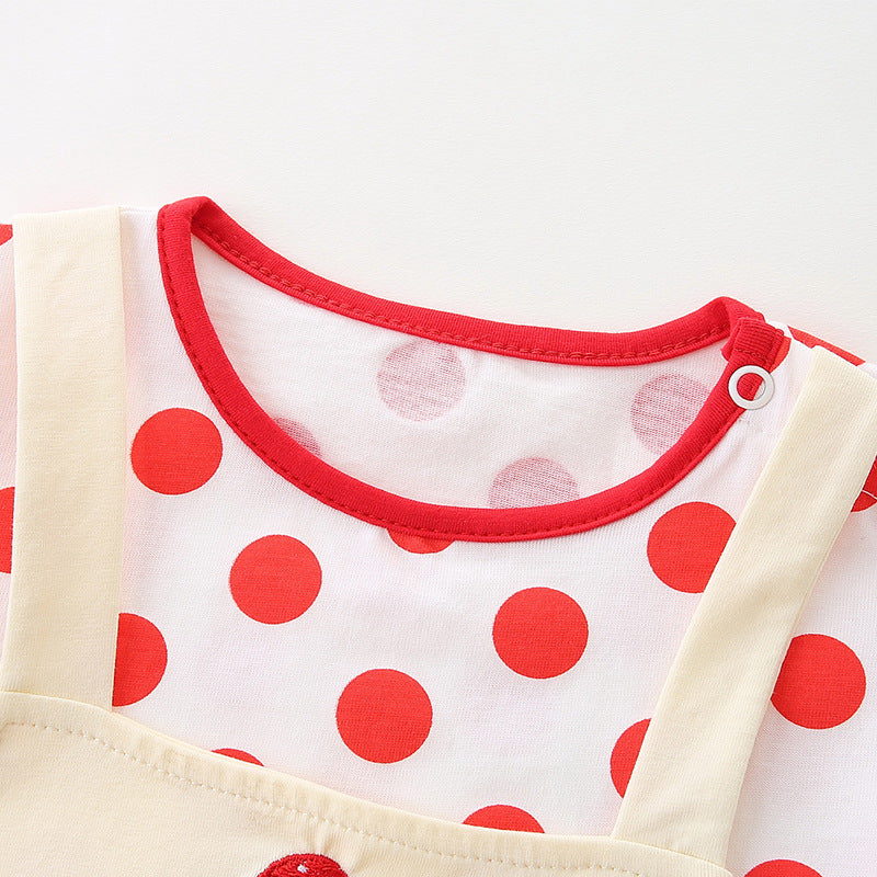 Cute Baby Girl Summer Romper, Fashion Two-Piece Style Overalls Bodysuit, Infant Triangular Diaper Cover