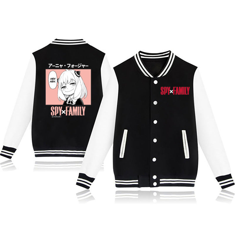 Cartoon Anime Text Fashion Casual Baseball Jacket for Men and Women