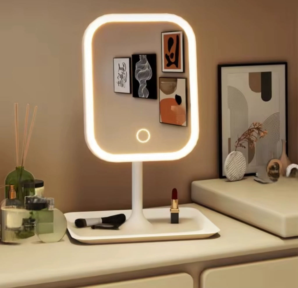 Modern Vanity Touch 3 Colours Light LED Makeup Mirror with Storage Tray