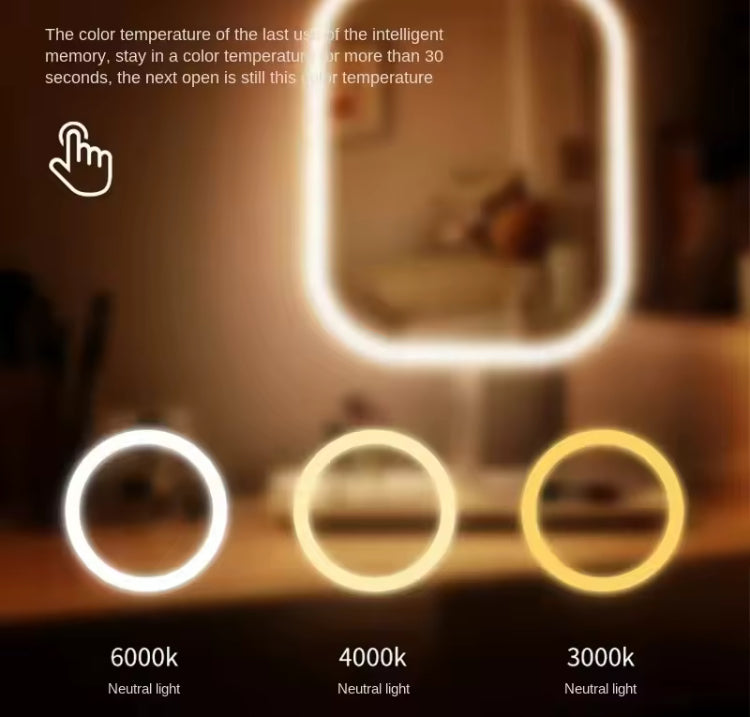 Modern Vanity Touch 3 Colours Light LED Makeup Mirror with Storage Tray