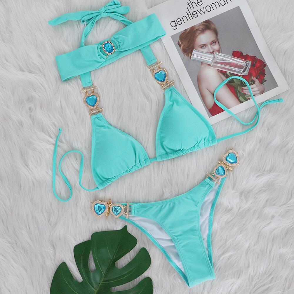 Metal Accessories Love Diamond Bikini