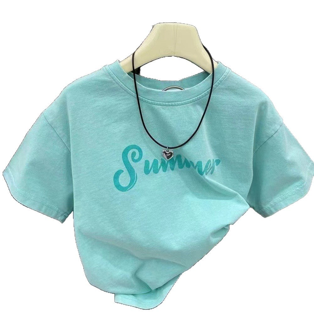 Cotton Kids Short Sleeve T-Shirt Summer Cartoon Print Half Sleeve Unisex Baby Fashion Top