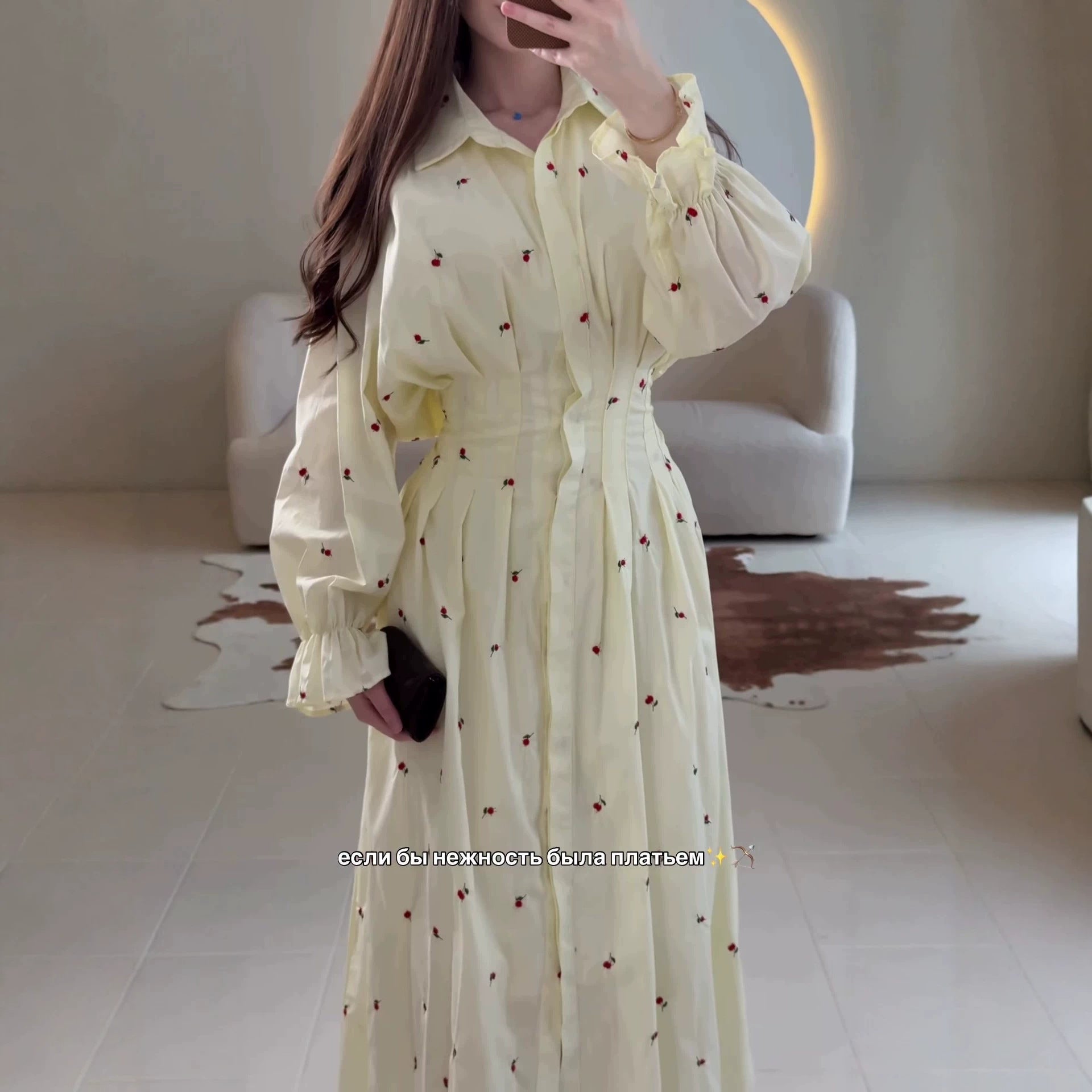 Long sleeved lapel dress