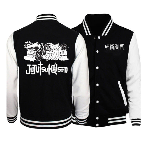 Cartoon Anime Text Fashion Casual Baseball Jacket for Men and Women
