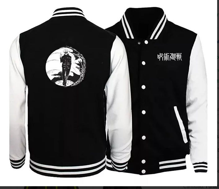 Cartoon Anime Text Fashion Casual Baseball Jacket for Men and Women