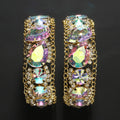 Elegant Crystal Exaggerated Hoop Earrings Water Drop for Women  Trenty Geometric Rhinestone Earrings Wedding Accessories