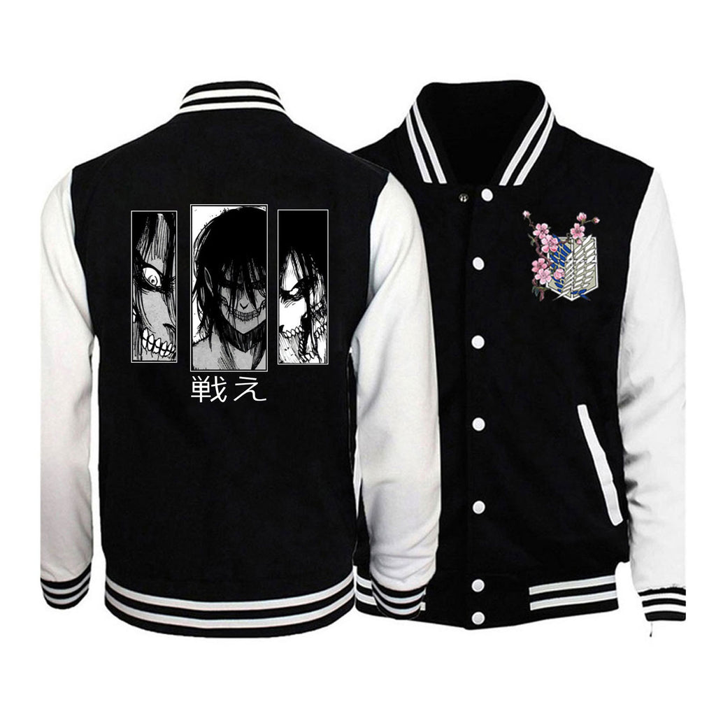 Cartoon Anime Text Fashion Casual Baseball Jacket for Men and Women