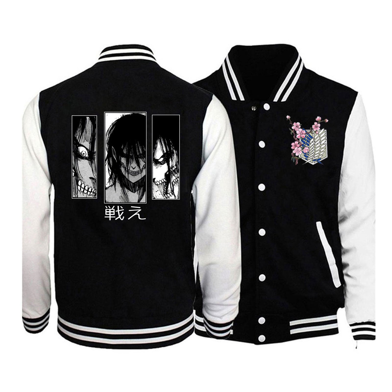 Cartoon Anime Text Fashion Casual Baseball Jacket for Men and Women