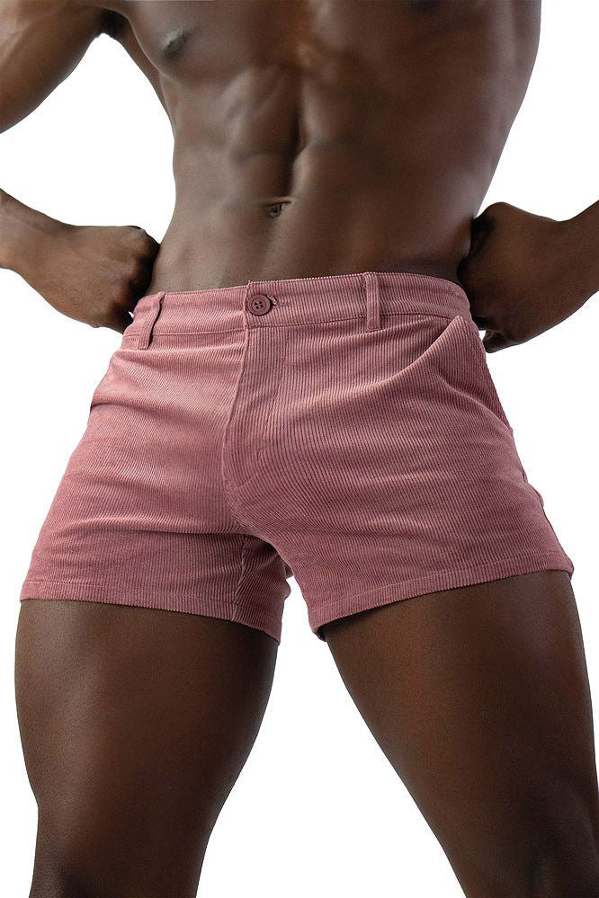 Casual Cotton Corduroy Shorts for Men with Drawstring Vintage Style Summer Fashion