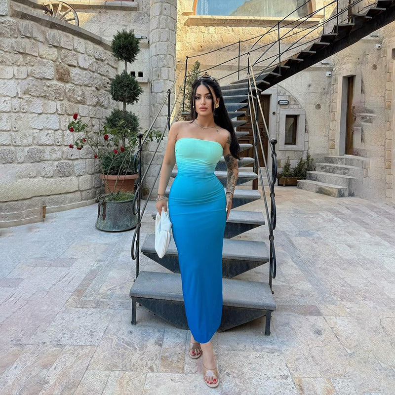 Fashion Sexy Strapless Long Dress for Women