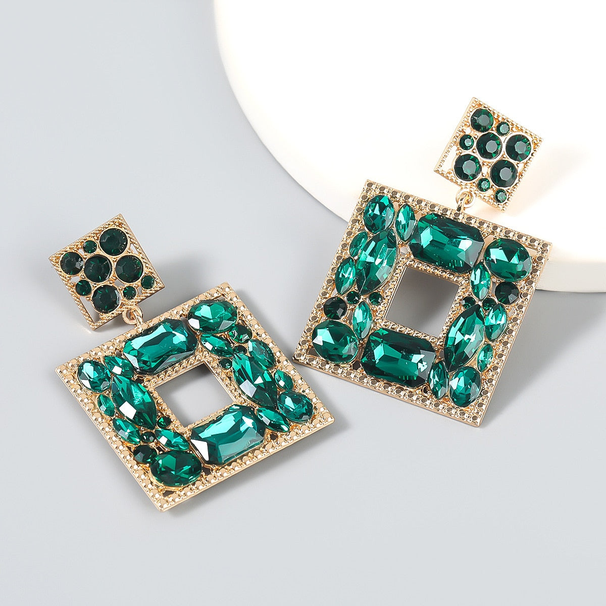 Boutique Fashion Women Glass Crystal Big Dangle Earrings For Women Fashion Jewelry Trendy Lady's Statement Earrings Accessories