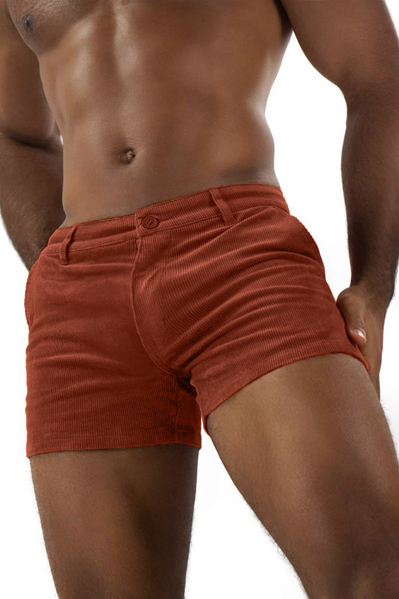 Casual Cotton Corduroy Shorts for Men with Drawstring Vintage Style Summer Fashion