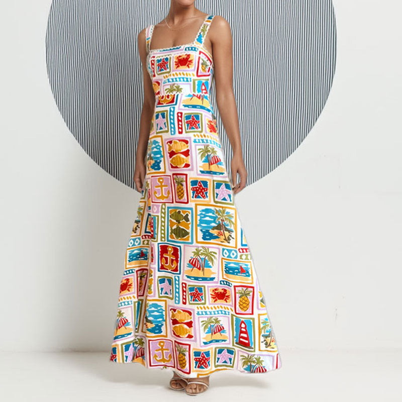 Graffiti camisole strapless fashion dress for women