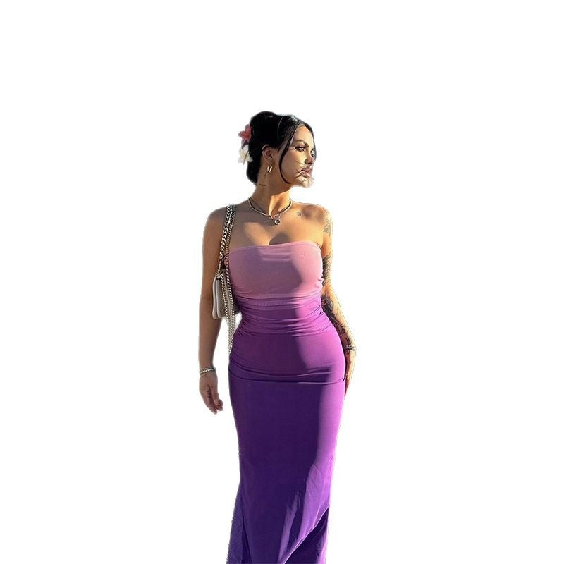 Fashion Sexy Strapless Long Dress for Women