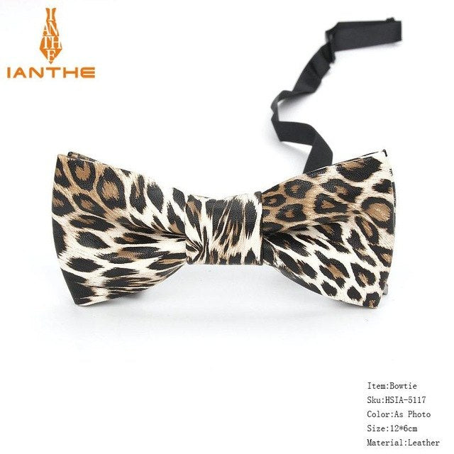 Men's PU Leather Plaid Bowtie Fashion Men Wedding Bow Ties Flower Panda Fashion Casual Bowties for Men Accessories