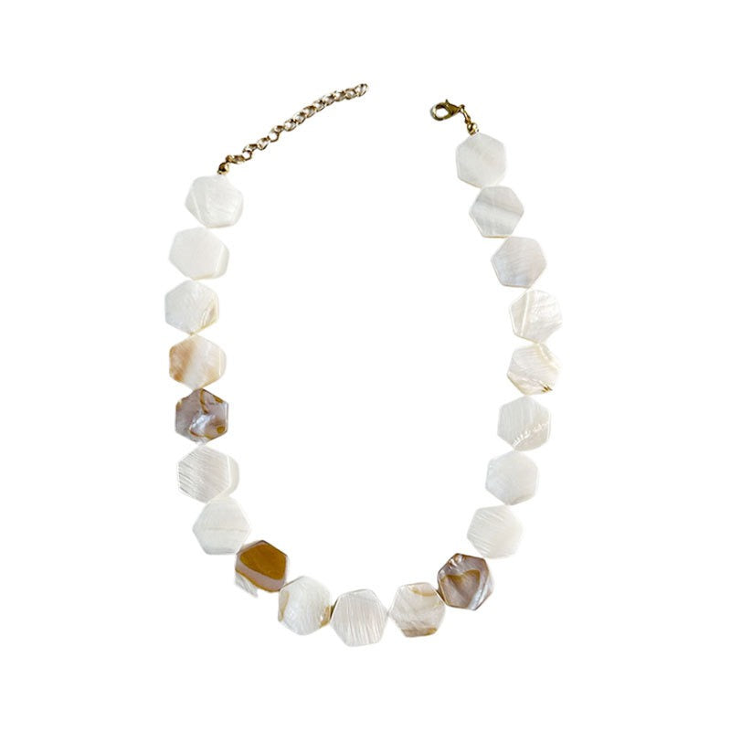 Fashion geometric hexagonal shell necklace for women