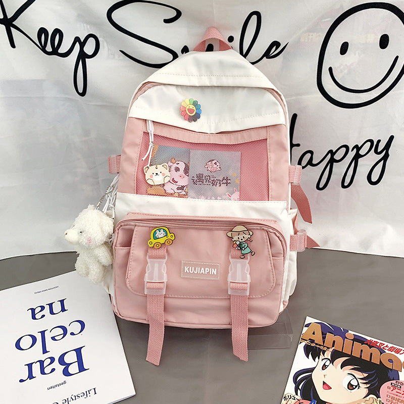 Fashion Color Matching Student Schoolbag Girl Student Shoulder Messenger Bag Men And Women Study Bag Shoulder