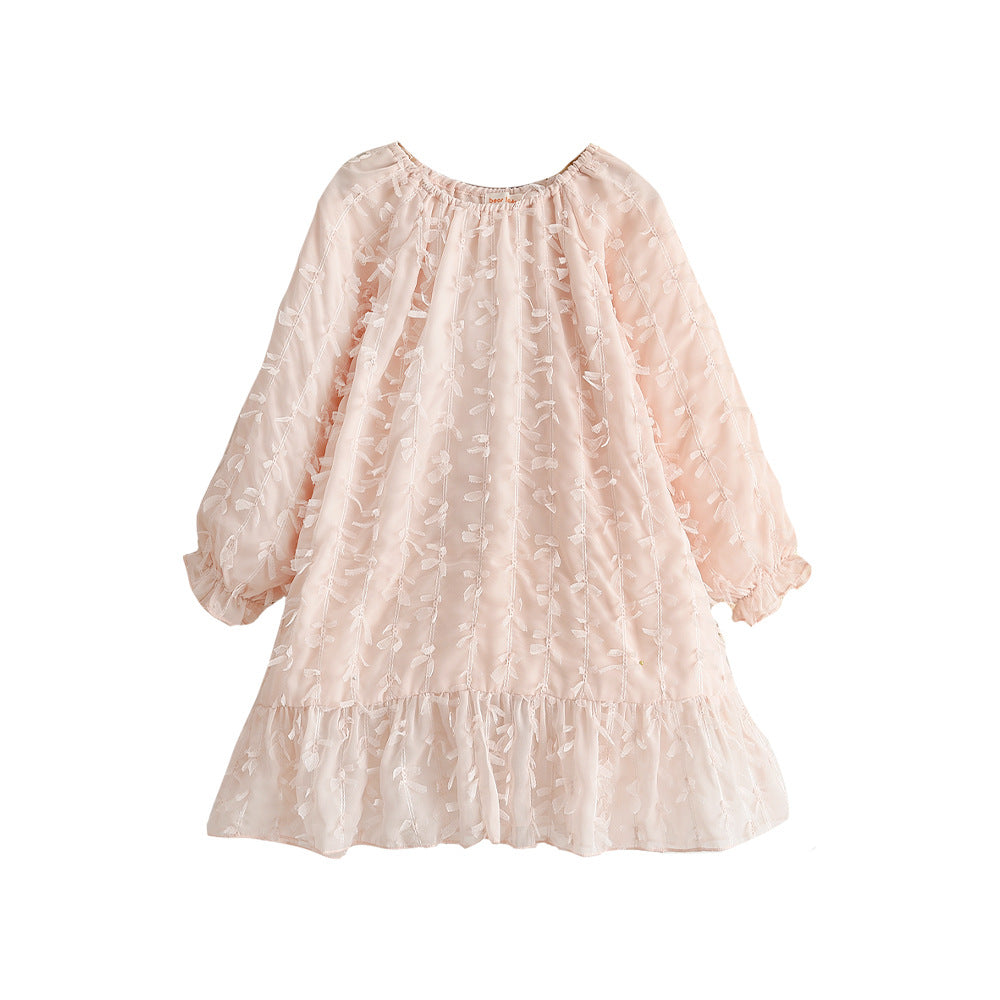 Girls' Dress Spring Autumn New Fashion Children's Sweet Embellished Princess Dress Baby Sweet Stylish Long Dress