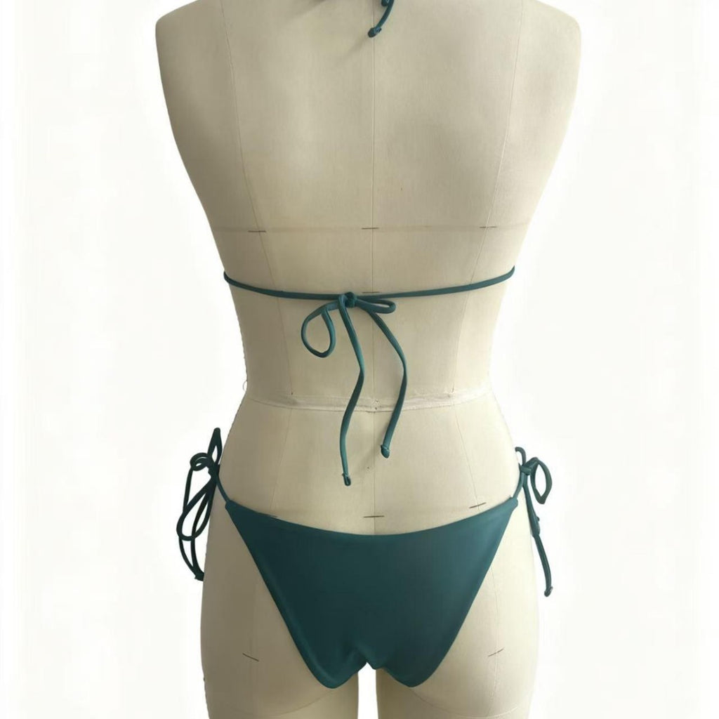 Solid color metal accessories bikini
