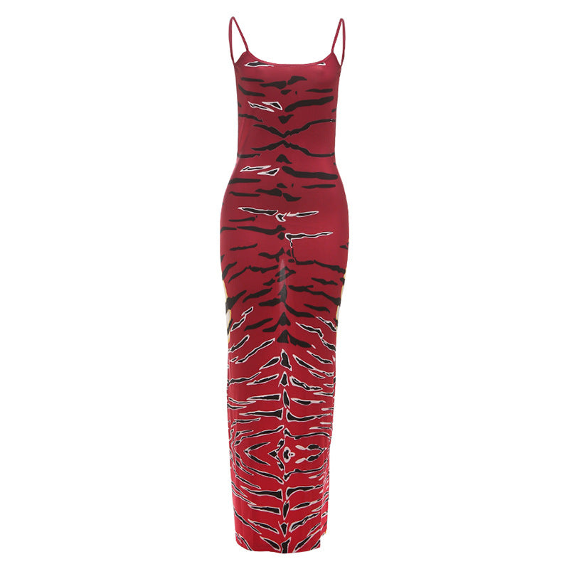 Fashion Sexy Printed Backless Bodycon Dress for Women