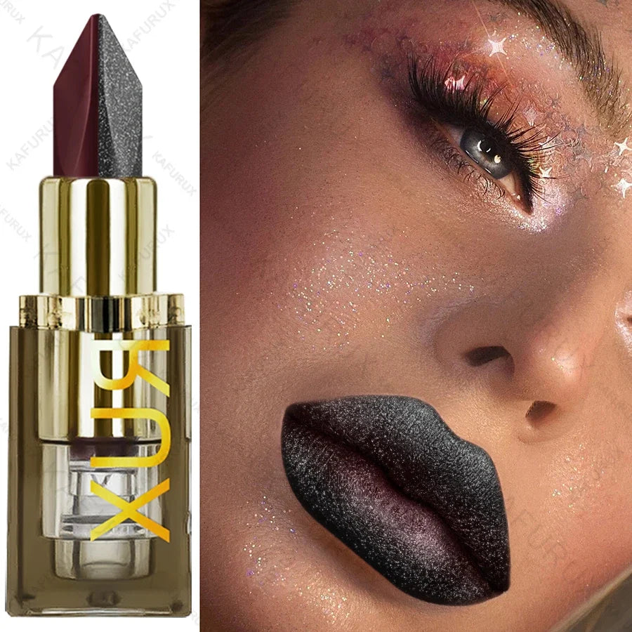 Lipstick – Two-Tone – Matte – Purple Black Glitter Matte | KIMLUD