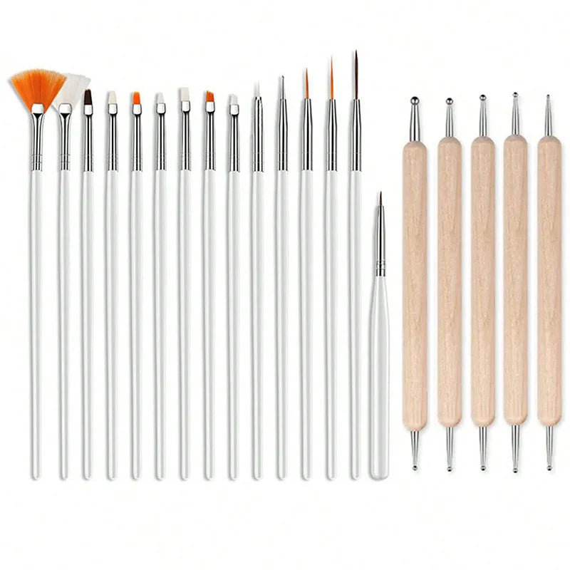 20Pcs Black Nail Art Brush Set Nail Gel Polish Painting Brush Drawing Pen Uv Gel Polish Nail Liner Brush And Nail Dotting Pen For Gel Polish Diy Manicure Salon At Home