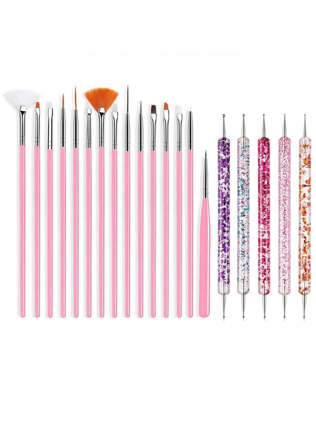 20Pcs Black Nail Art Brush Set Nail Gel Polish Painting Brush Drawing Pen Uv Gel Polish Nail Liner Brush And Nail Dotting Pen For Gel Polish Diy Manicure Salon At Home
