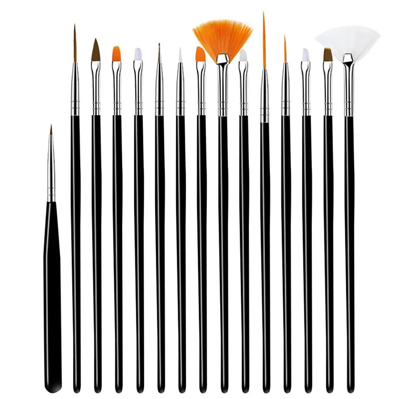 20Pcs Black Nail Art Brush Set Nail Gel Polish Painting Brush Drawing Pen Uv Gel Polish Nail Liner Brush And Nail Dotting Pen For Gel Polish Diy Manicure Salon At Home