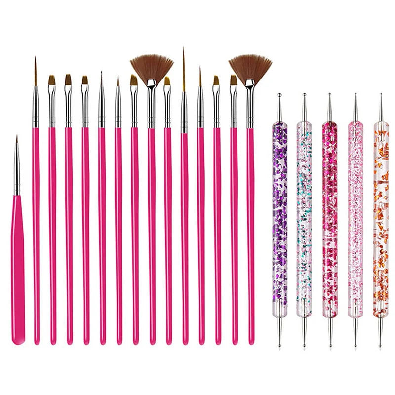 20Pcs Black Nail Art Brush Set Nail Gel Polish Painting Brush Drawing Pen Uv Gel Polish Nail Liner Brush And Nail Dotting Pen For Gel Polish Diy Manicure Salon At Home
